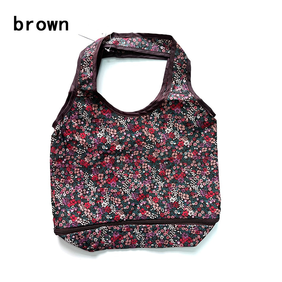 Reusable Shopping Bag Retractable Zipper Foldable Storage Tote Bag Eco-Friendly