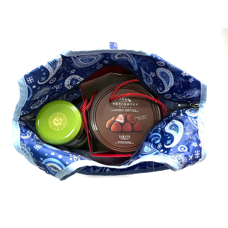 Reusable Shopping Bag Retractable Zipper Foldable Storage Tote Bag Eco-Friendly