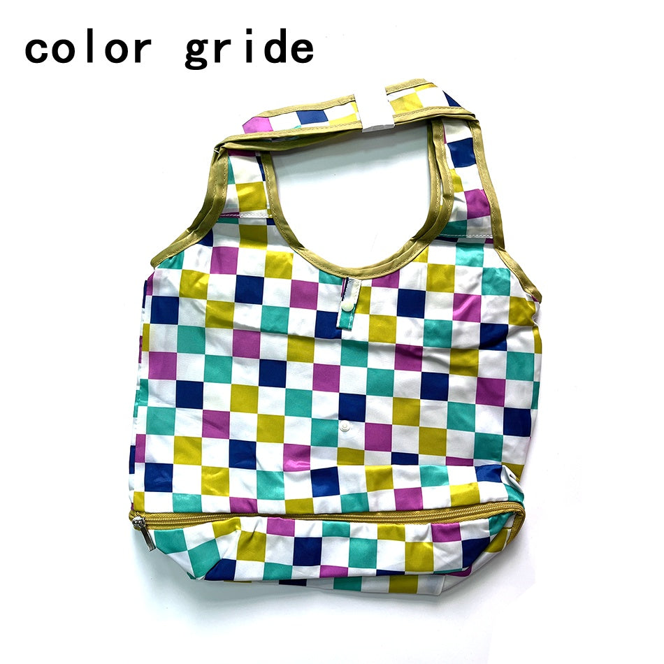 Reusable Shopping Bag Retractable Zipper Foldable Storage Tote Bag Eco-Friendly